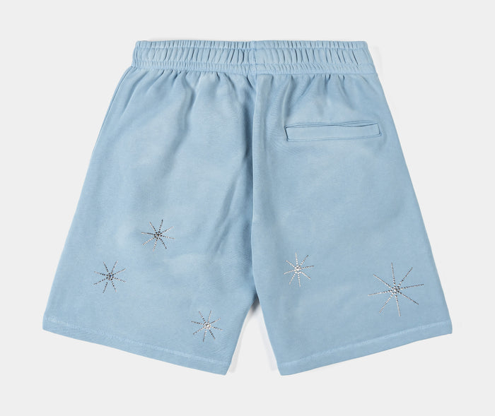 Prayer Long Fleece Mens Shorts (Blue/Blue)