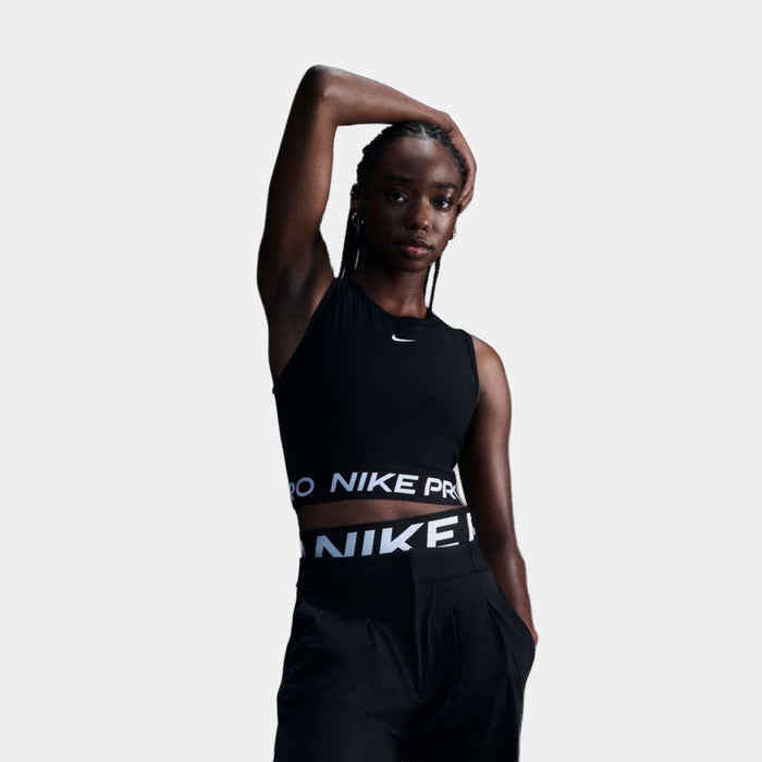 Pro Dri Fit 365 Cropped Womens Tank Top (Black/White)