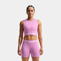 Pro Dri Fit Cropped Womens Tank Top (Light Magenta/White)