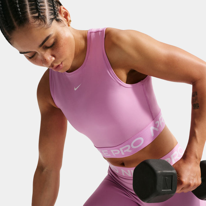 Pro Dri Fit Cropped Womens Tank Top (Light Magenta/White)