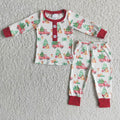 (Promotion) 6 A15-20 Trucks Print Boys Christmas Pajamas Clothes Set