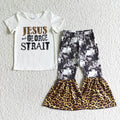 (Promotion) A18-10 Jesus White Top Singer Leopard Bell Pants Girls Outfits