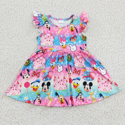(Promotion)Aa-12 Cartoon Mouse Tie-dye Print Girls Summer Dress