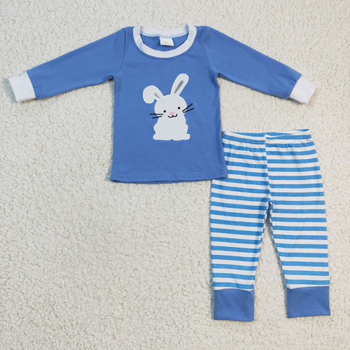 (Promotion)Boys long sleeve bunny embroidery pajamas