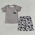 (Promotion)BSSO0054 Grey Pocket Top Motorcycle Shorts Boys Summer Outfits
