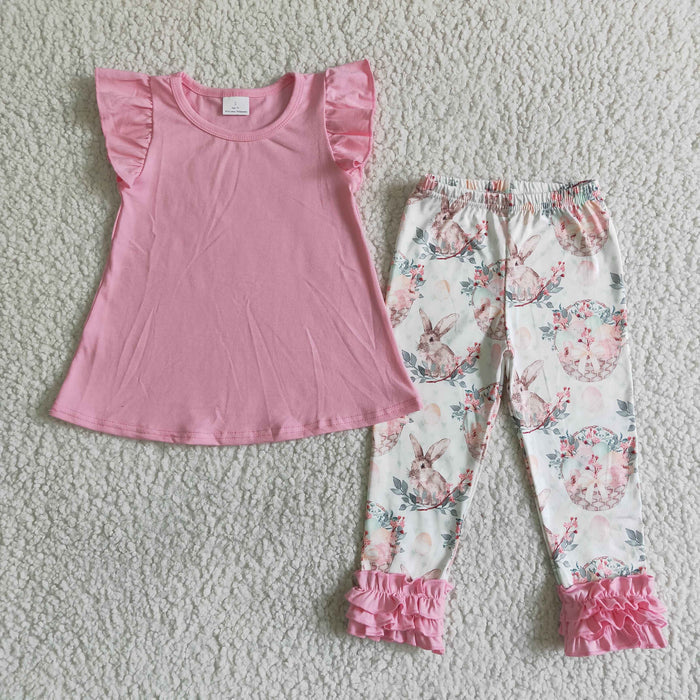 (Promotion)Flutter sleeve legging pants Easter outfits B13-28