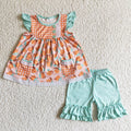 (Promotion)Flutter sleeve ruffles shorts summer outfits  C2-13
