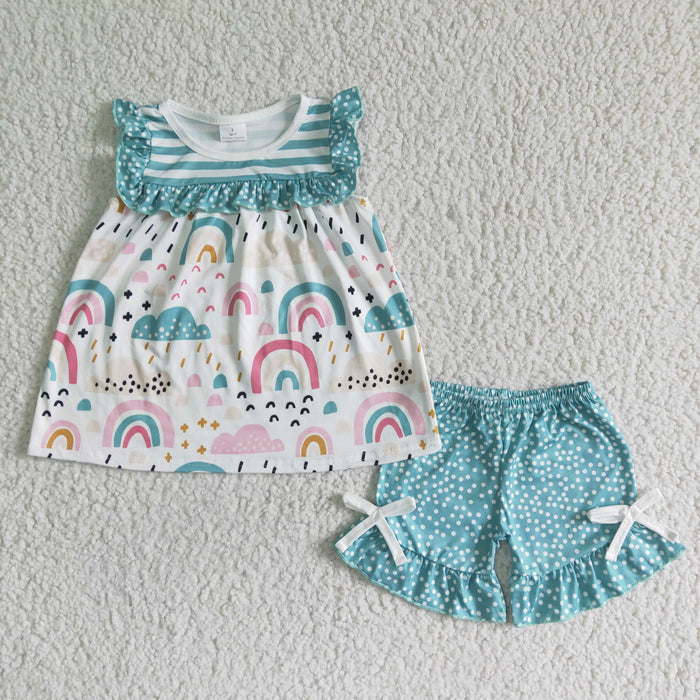 (Promotion)Flutter sleeve ruffles shorts summer outfits GSSO0047