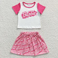 (Promotion)GSD0294 Pink BA Top Skirts Baby Girls Doll Summer Clothes Set