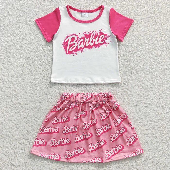(Promotion)GSD0294 Pink BA Top Skirts Baby Girls Doll Summer Clothes Set