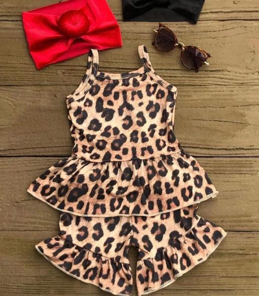 (Promotion)Leopard sleeveless ruffles shorts summer outfits   A10-12