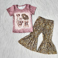 (Promotion)Love Pink Top Leopard Bell Pants Girls Outfit Aa-4