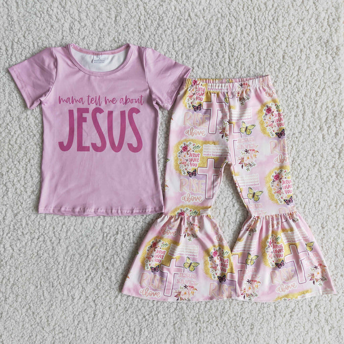 (Promotion)Short sleeve bell bottom pants Easter outfits