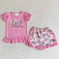 (Promotion)Short sleeve ruffles shorts summer outfits   C4-27