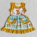 (Promotion)Sleeveless knee length cartoon lion dress  	 E13-5