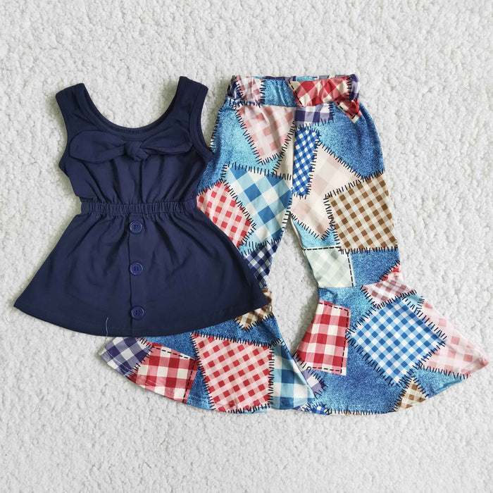 (Promotion)Sleeveless top bell bottom pants ourfits