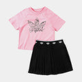 Raglan Tee Bubble Skort Preschool Set (Pink/Black)