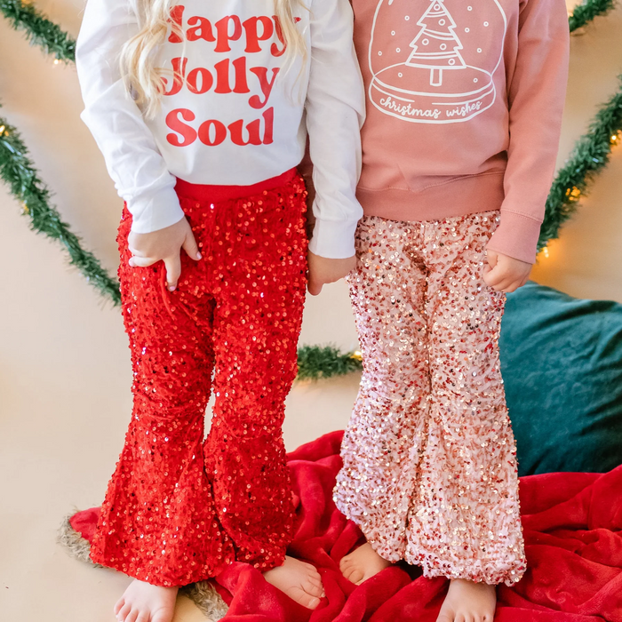 Red sequined bell bottom pants  B4-11