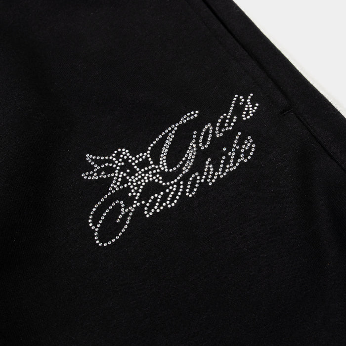 Rhinestone Crosses Womens Sweatpants (Black/Black)