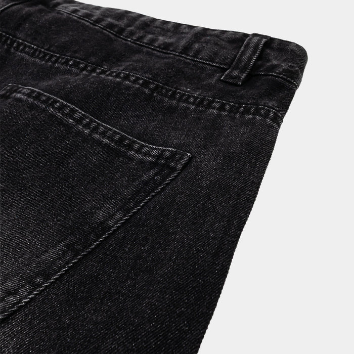 Rhinestone Denim Washed Mens Pants (Black/Black)