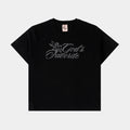 Rhinestone God's Favorite Cropped Womens Short Sleeve Shirt (Black/Black)