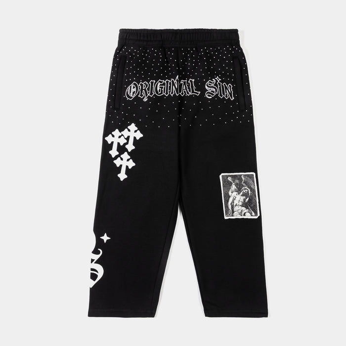 Rhinestone Mens Sweatpants (Black/White)