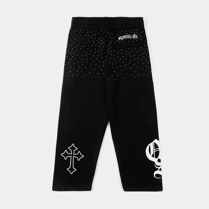 Rhinestone Mens Sweatpants (Black/White)
