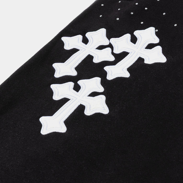 Rhinestone Mens Sweatpants (Black/White)