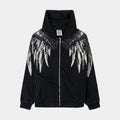 Rhinestone Wings Zip Up Mens Hoodie (Black/Grey)