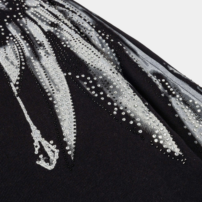 Rhinestone Wings Zip Up Mens Hoodie (Black/Grey)