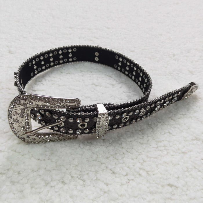 Rhinestones black cross belt for pants 31.5inches    GB0005