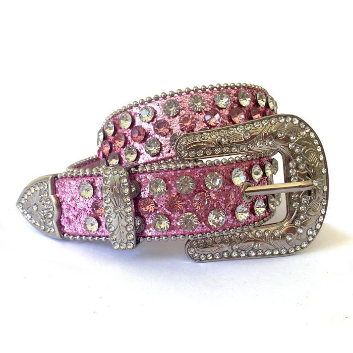 Rhinestones pink cross belt for pants 31.5inches    GB0004