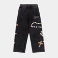Rosary Washed Fleece Womens Sweatpants (Black/Gold)