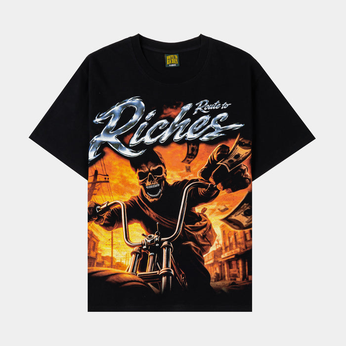 Route To Riches Premium Mens Short Sleeve Shirt (Black/Blue)