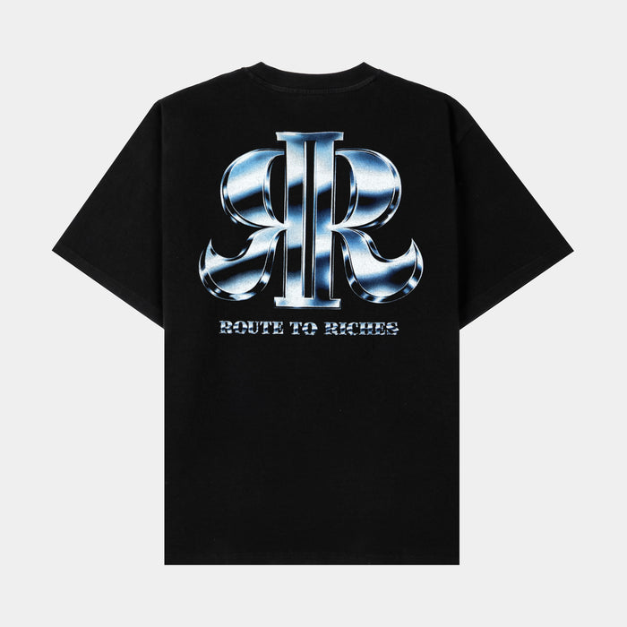Route To Riches Premium Mens Short Sleeve Shirt (Black/Blue)
