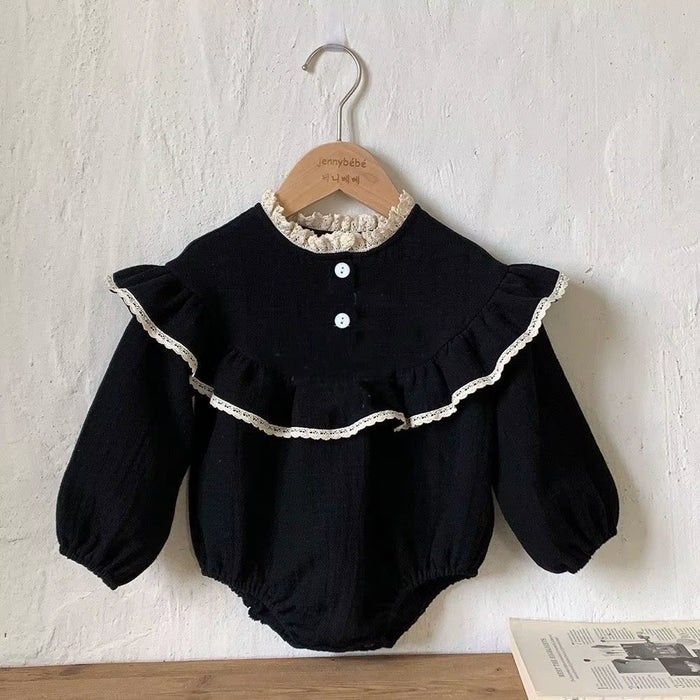 RoyalBloom – Lace Ruffle Romper for Baby Girls