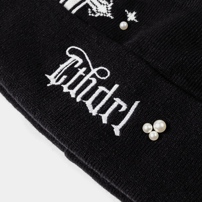 Saint Beanie Mens Hat (Black/White)
