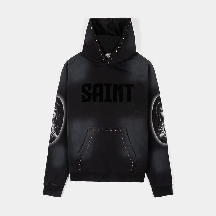 Saint Washed Pullover Mens Hoodie (Black/Grey)