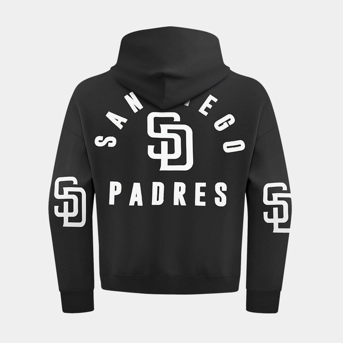 San Diego Padres All Pro Fleece Zip Up Mens Hoodie (Black/White)