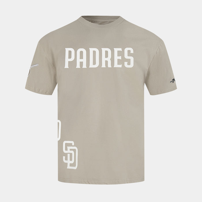San Diego Padres All Pro Wordmark Mens Short Sleeve Shirt (Grey/White)