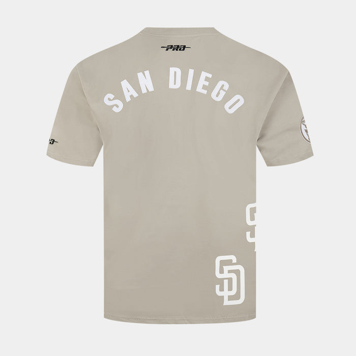 San Diego Padres All Pro Wordmark Mens Short Sleeve Shirt (Grey/White)