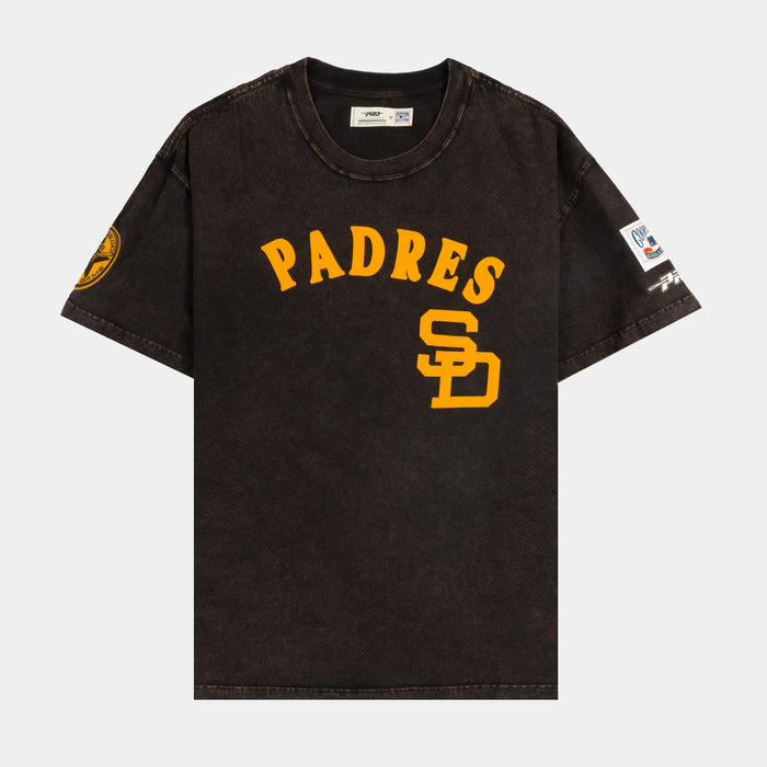 San Diego Padres First Team Drop Shoulder Mens Short Sleeve Shirt (Brown/Yellow)