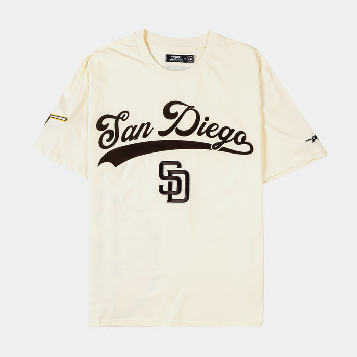 San Diego Padres Living Large Drop Shoulder Mens Short Sleeve Shirt (Beige/Brown)