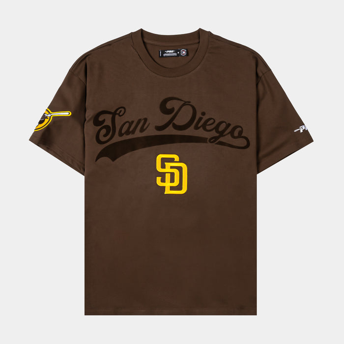 San Diego Padres Living Large Drop Shoulder Mens Short Sleeve Shirt (Brown/Yellow)