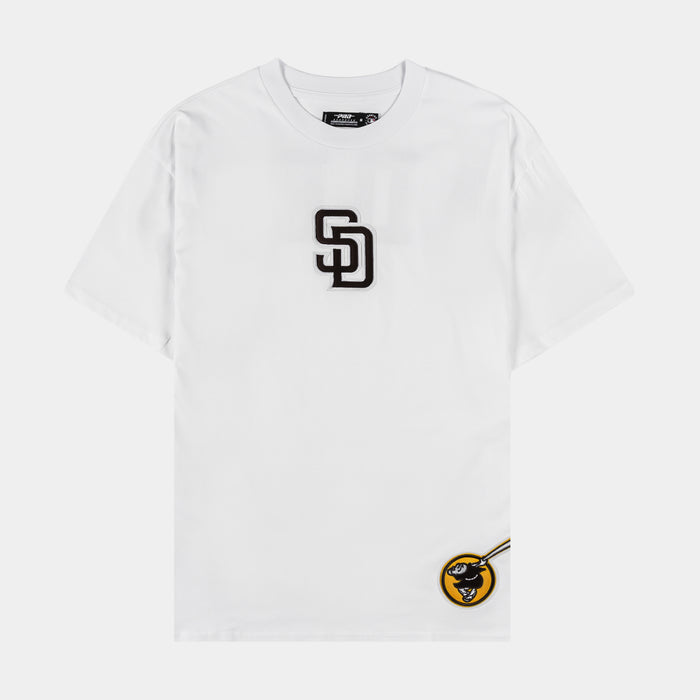 San Diego Padres Wingspan Drop Shoulder Mens Short Sleeve Shirt (White/Black)