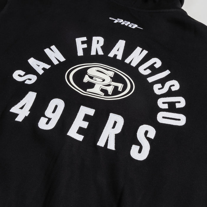 San Francisco 49ers All Pro Drop Shoulder Fleece Zip Up Mens Hoodie (Black/White)