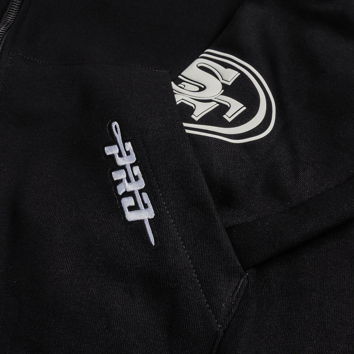 San Francisco 49ers All Pro Drop Shoulder Fleece Zip Up Mens Hoodie (Black/White)