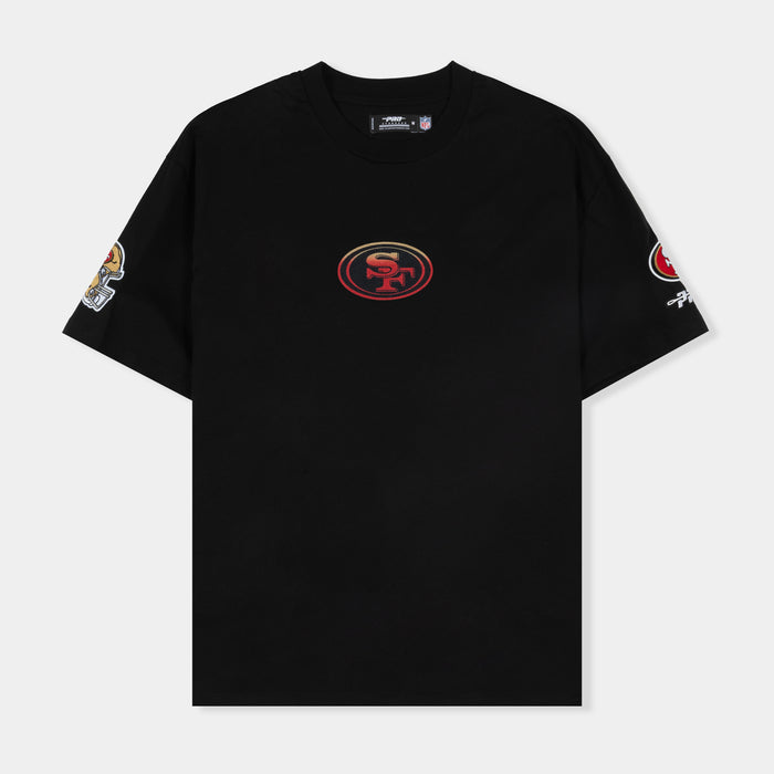 San Francisco 49ers Wave Drop Shoulder Mens Short Sleeve Shirt (Black/Orange)