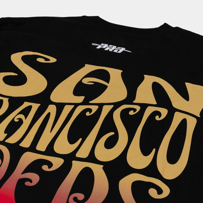 San Francisco 49ers Wave Drop Shoulder Mens Short Sleeve Shirt (Black/Orange)