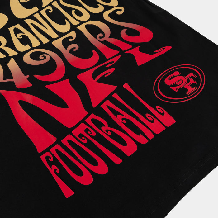San Francisco 49ers Wave Drop Shoulder Mens Short Sleeve Shirt (Black/Orange)